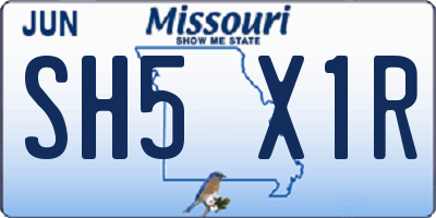 MO license plate SH5X1R