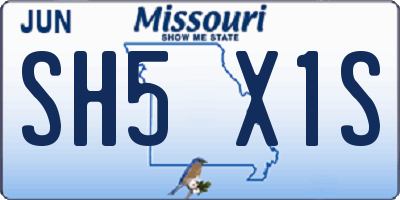 MO license plate SH5X1S