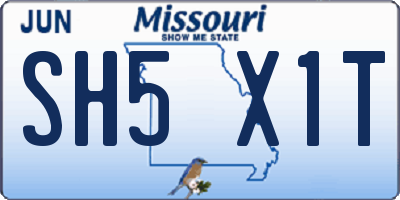 MO license plate SH5X1T