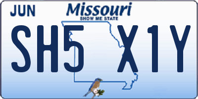MO license plate SH5X1Y