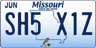 MO license plate SH5X1Z