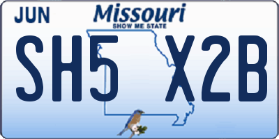 MO license plate SH5X2B