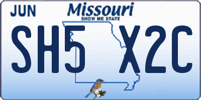 MO license plate SH5X2C