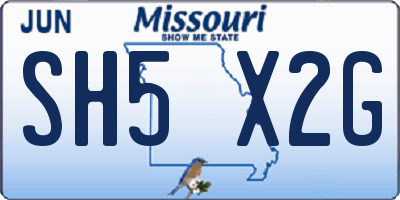 MO license plate SH5X2G