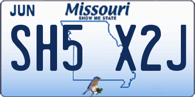 MO license plate SH5X2J