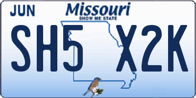 MO license plate SH5X2K