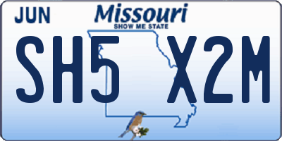 MO license plate SH5X2M