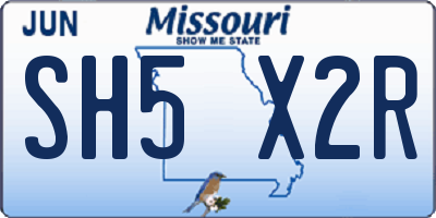 MO license plate SH5X2R