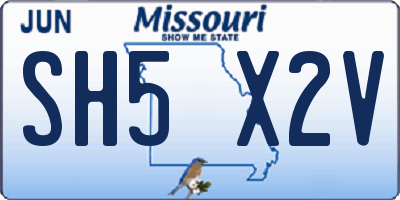 MO license plate SH5X2V
