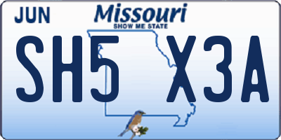 MO license plate SH5X3A
