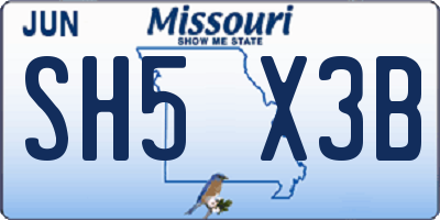 MO license plate SH5X3B
