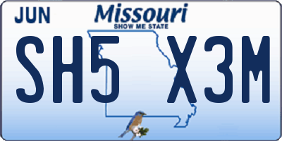 MO license plate SH5X3M
