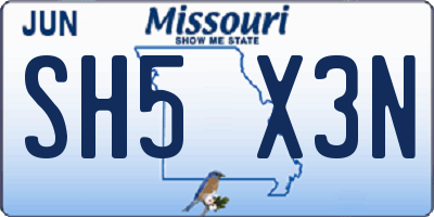 MO license plate SH5X3N