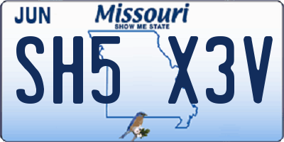 MO license plate SH5X3V