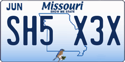 MO license plate SH5X3X