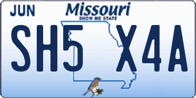 MO license plate SH5X4A