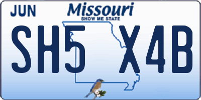 MO license plate SH5X4B