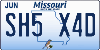 MO license plate SH5X4D