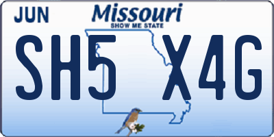 MO license plate SH5X4G