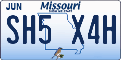 MO license plate SH5X4H