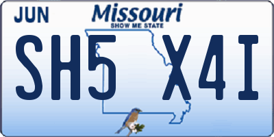 MO license plate SH5X4I