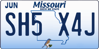MO license plate SH5X4J