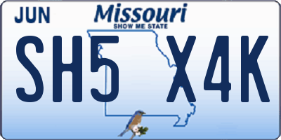 MO license plate SH5X4K