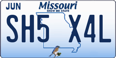 MO license plate SH5X4L