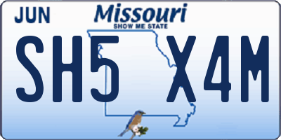 MO license plate SH5X4M