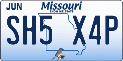 MO license plate SH5X4P