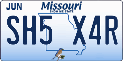 MO license plate SH5X4R