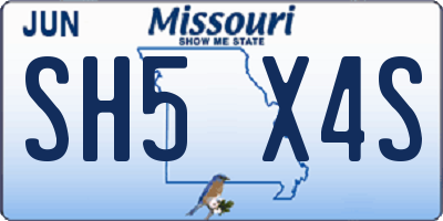 MO license plate SH5X4S