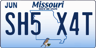 MO license plate SH5X4T