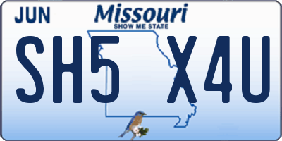 MO license plate SH5X4U