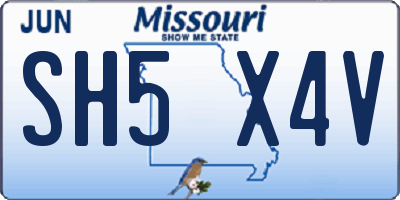MO license plate SH5X4V