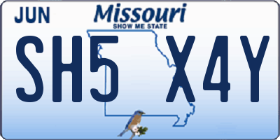 MO license plate SH5X4Y