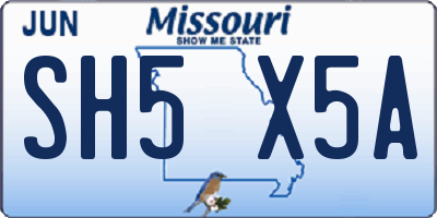 MO license plate SH5X5A