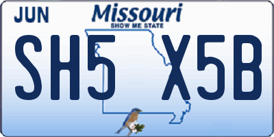 MO license plate SH5X5B