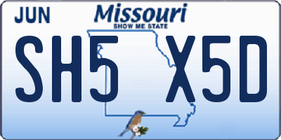MO license plate SH5X5D