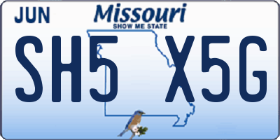 MO license plate SH5X5G