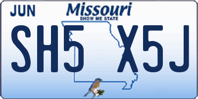 MO license plate SH5X5J