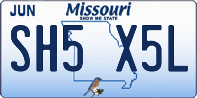 MO license plate SH5X5L