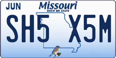 MO license plate SH5X5M