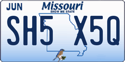 MO license plate SH5X5Q
