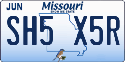MO license plate SH5X5R