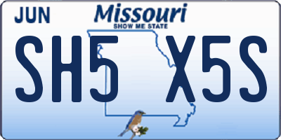 MO license plate SH5X5S