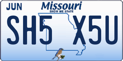 MO license plate SH5X5U