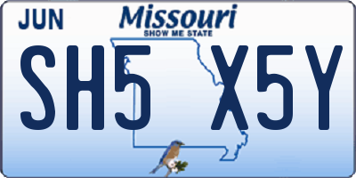 MO license plate SH5X5Y