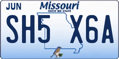 MO license plate SH5X6A