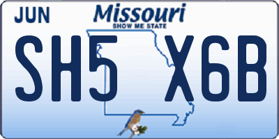 MO license plate SH5X6B